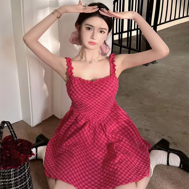 Frontline Đầm Dây Đeo Vai Cho Nữ  Xòe Thời Trang Thoải Mái Kỳ Nghỉ Mua Sắm