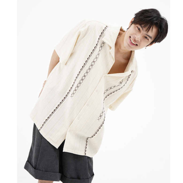 Áo Sơ Mi Tay Ngắn Dáng Rộng Thêu Họa Tiết Phong Cách Hawaii Thời Trang Cho Nam | BigBuy360 - bigbuy360.vn