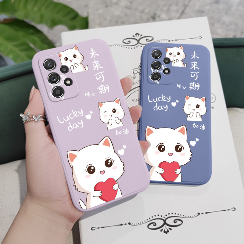 Ốp Điện Thoại Họa Tiết Chú Mèo Dễ Thương Cho Samsung Galaxy A72 A52 A52S A42 A32 4G 5G