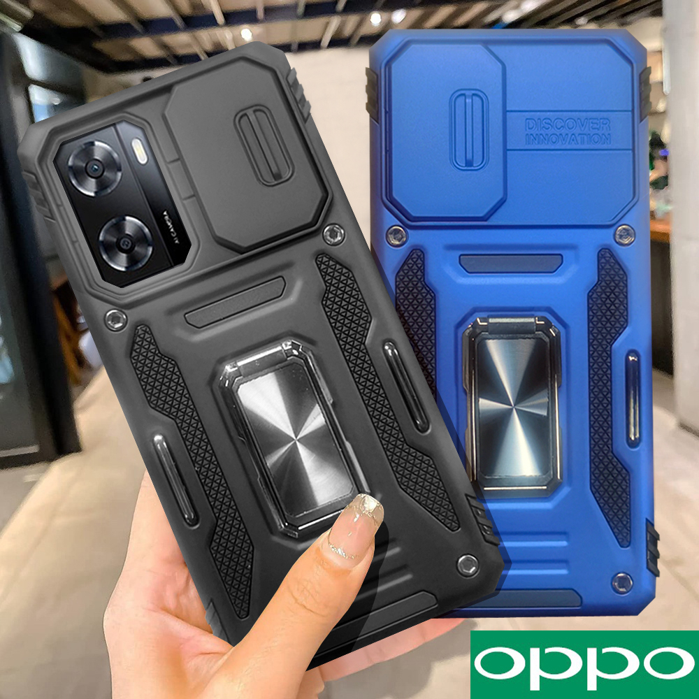 OPPO A17 A16 A57 A54 A77 Reno 7 Lite Vỏ bọc điện thoại cứng chống va đập sang trọng Giá đỡ bằng kim loại