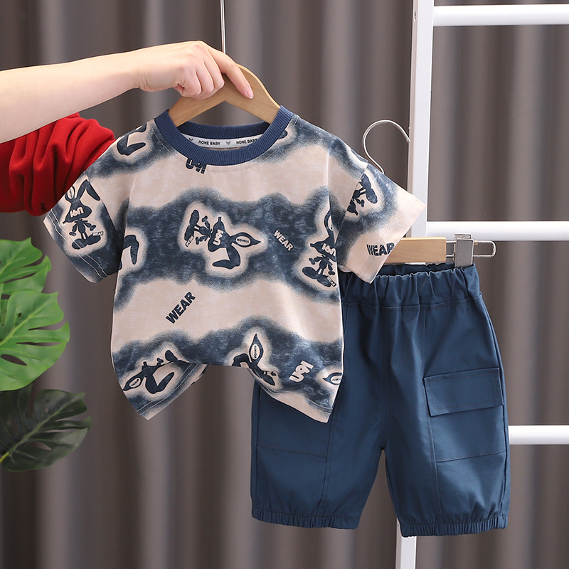 Set Đồ Mùa Hè 2 Món Gồm Áo Thun + Quần Ngắn Thời Trang Cho Bé Trai