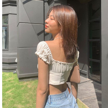 Áo Croptop Tay Ngắn Màu Trơn Thiết Kế Trễ Vai Cá Tính Dành Cho Nữ( mặc được 2 kiểu)