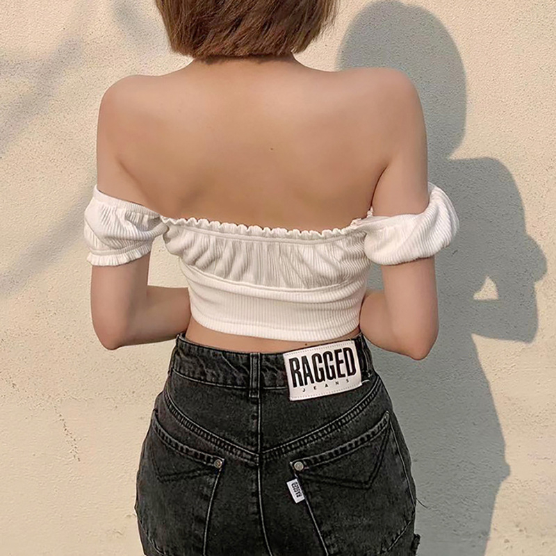 Áo Croptop Tay Ngắn Màu Trơn Thiết Kế Trễ Vai Cá Tính Dành Cho Nữ( mặc được 2 kiểu)