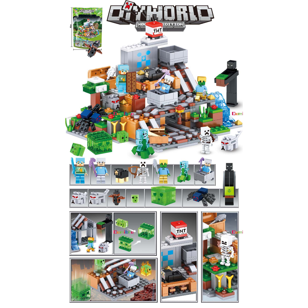 Bộ 533 khối đồ chơi lắp ráp mô hình DOMIBRO nhân vật trò chơi minecraft