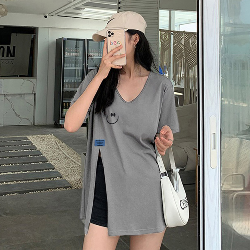 Áo Thun Cotton Mùa Hè 2023 Tay Lửng Dáng Rộng Kích Thước Lớn Hợp Thời Trang Cho Nữ