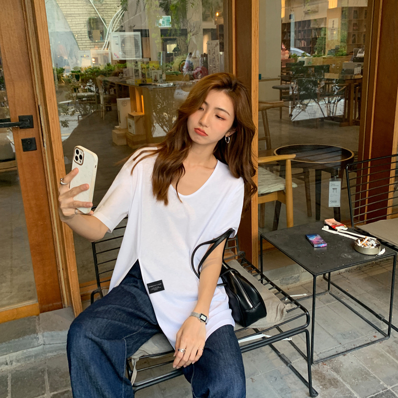 Áo Thun Cotton Mùa Hè 2023 Tay Lửng Dáng Rộng Kích Thước Lớn Hợp Thời Trang Cho Nữ