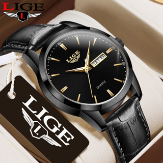 Chính Hãng LIGE Đồng Hồ Cặp Đôi Dây Da Thạch Anh Chống Thấm Nước Đồng Hồ Đeo Tay Nam Đồng Hồ Thời Trang Dạ Quang Sang Trọng Lịch Doanh Nhân Có Hộp