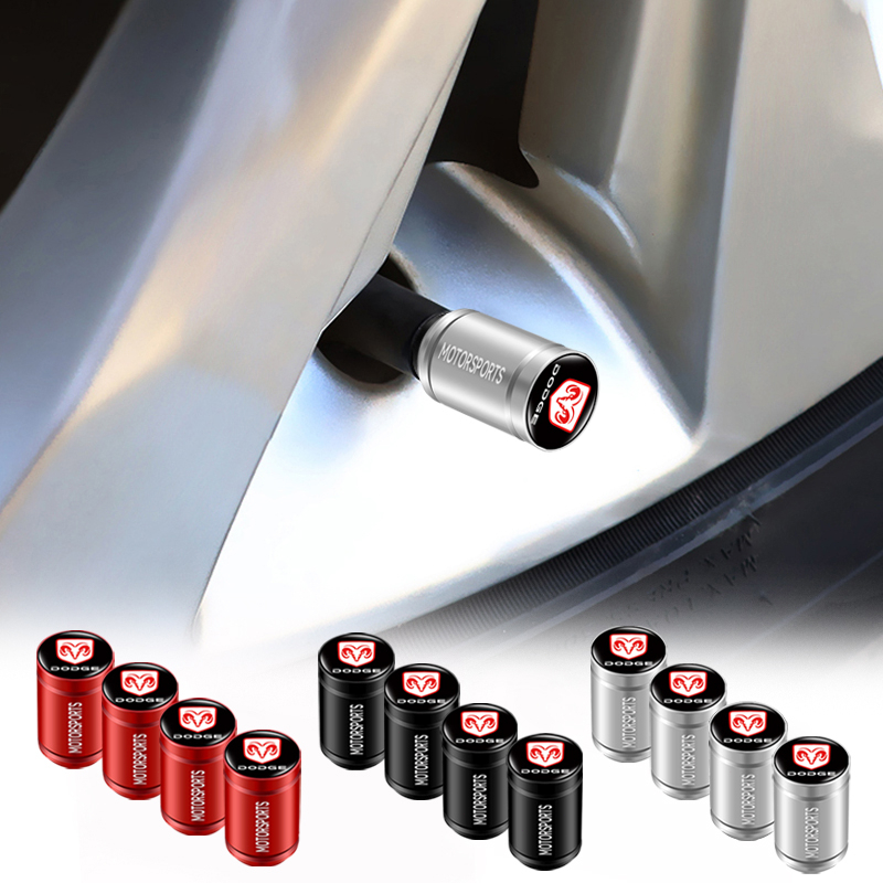 Bộ 4 Nắp Van Bánh Xe Hơi Thể Thao Bằng Nhôm Chống Bụi Cho Dodge Caliber Journey Ram Durango Charger SRT