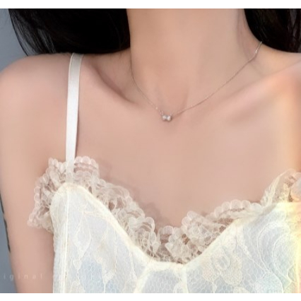 【Thanh toán đích】Vòng cổ Mặt Nơ Pha Lê Dễ Thương Thời Trang Cho Nữ