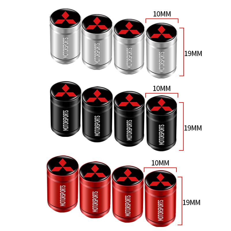 Set 4 Nắp Van Bánh Xe Hơi Chống Rò Rỉ Kiểu Dáng Thể Thao Thời Trang Cho Mitsubishi ASX Lancer EX Pajero Outlander L200 EVO