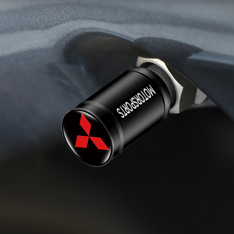 Set 4 Nắp Van Bánh Xe Hơi Chống Rò Rỉ Kiểu Dáng Thể Thao Thời Trang Cho Mitsubishi ASX Lancer EX Pajero Outlander L200 EVO