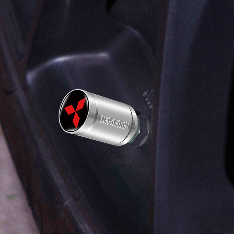 Set 4 Nắp Van Bánh Xe Hơi Chống Rò Rỉ Kiểu Dáng Thể Thao Thời Trang Cho Mitsubishi ASX Lancer EX Pajero Outlander L200 EVO