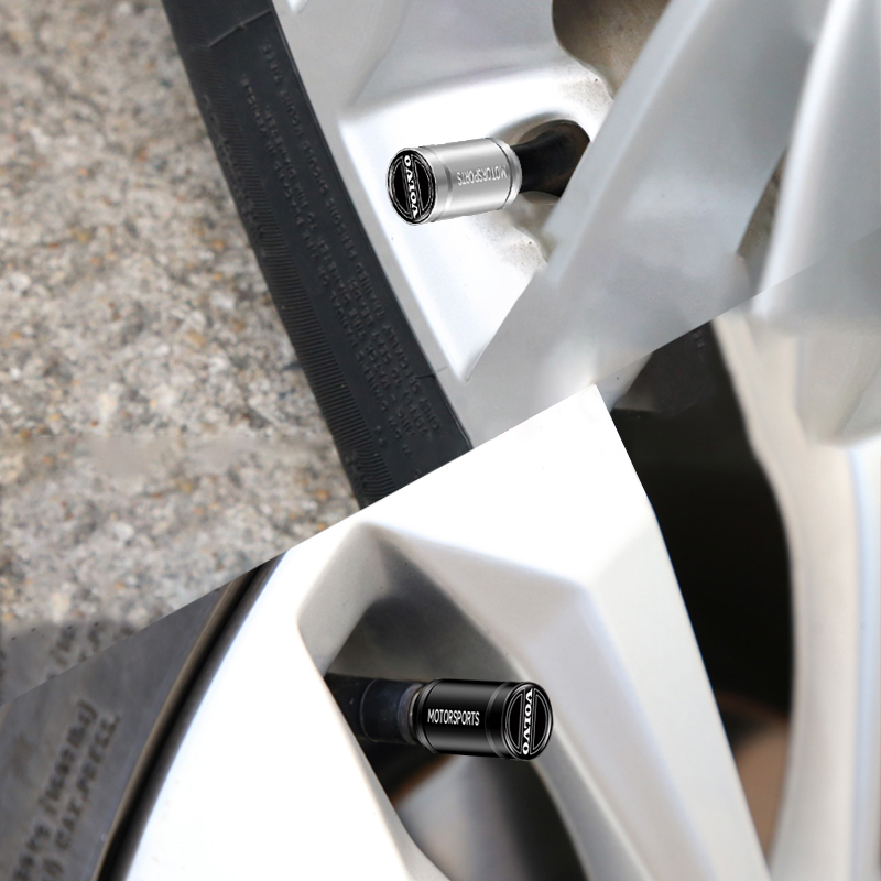 Set 4 Nắp Van Bánh Xe Hơi Thể Thao Bằng Nhôm Chống Bụi Cho Volvo XC60 XC80 XC90 V40 V60 S60L S80