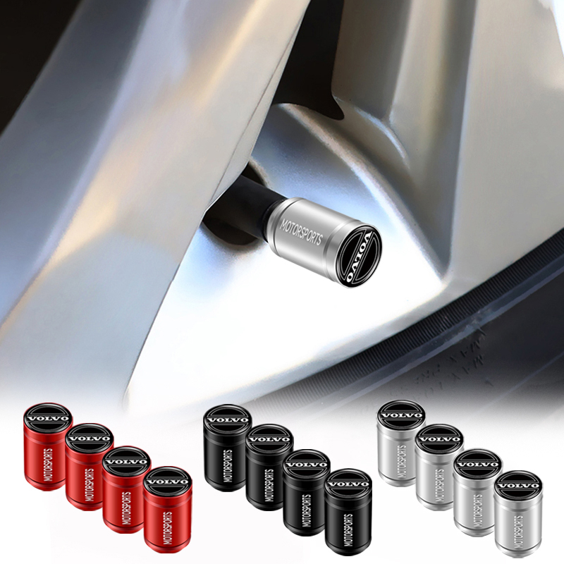 Set 4 Nắp Van Bánh Xe Hơi Thể Thao Bằng Nhôm Chống Bụi Cho Volvo XC60 XC80 XC90 V40 V60 S60L S80
