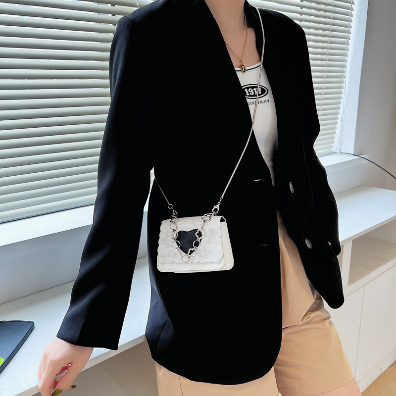 SpringF'lower Túi dây xích xách đeo vai mini thời trang với trí trái tim đào