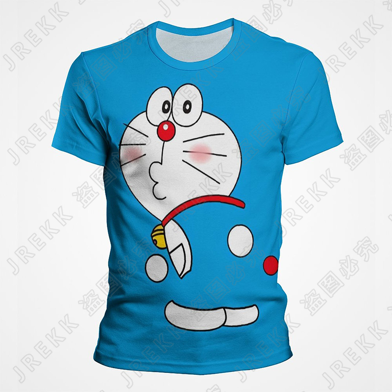Áo Thun Tay Ngắn In Hình Doraemon 3D Cá Tính Cho Nam Nữ