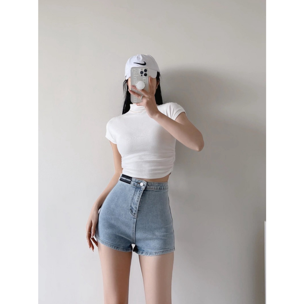 Quần Short Denim Lưng Cao Dáng Chữ a Thời Trang Mùa Hè 2023 Cho Nữ