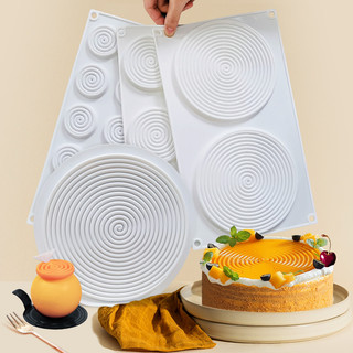 Khuôn silicone làm bánh hình tròn 3D 2/6/15 ngăn