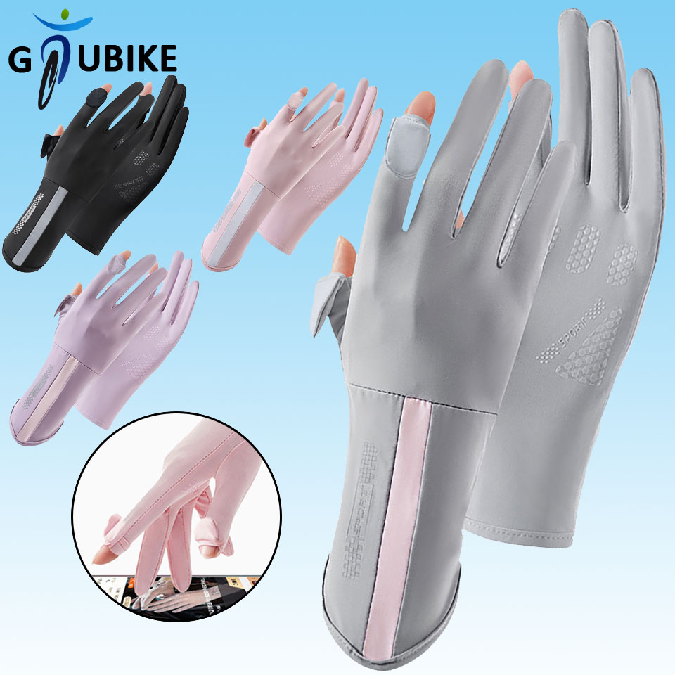 GTUBIKE Găng tay chống nắng UPF50+ bằng lụa lạnh thoáng khí chống trượt có thể chạm màn hình cảm ứng thời trang unisex