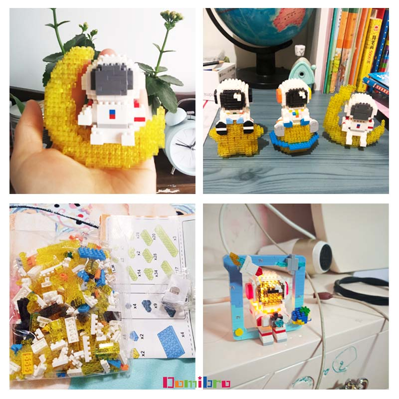 Domibro Mô Hình Đồ Chơi Lego Phi Hành Gia 3D Có Đèn Led Dạ Quang Dành Cho Khối Lego Trẻ - Đồ chơi trẻ em