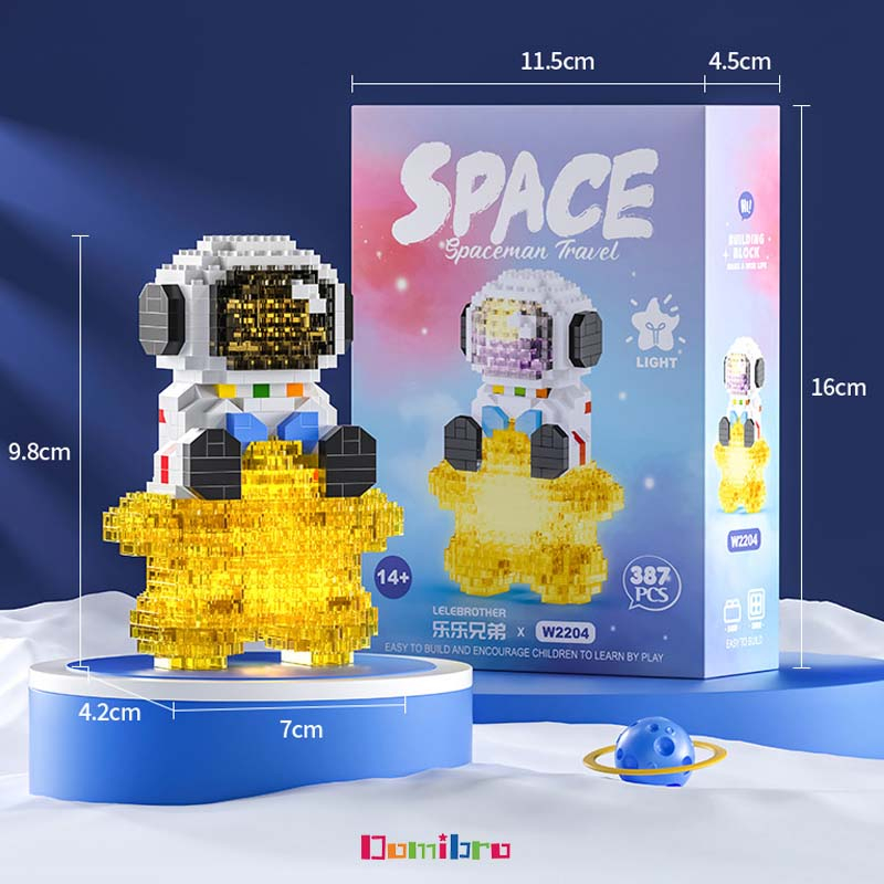 Domibro Mô Hình Đồ Chơi Lego Phi Hành Gia 3D Có Đèn Led Dạ Quang Dành Cho Khối Lego Trẻ - Đồ chơi trẻ em