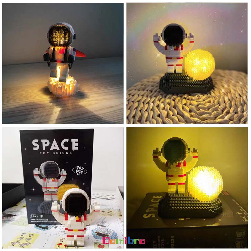 Domibro Mô Hình Đồ Chơi Lego Phi Hành Gia 3D Có Đèn Led Dạ Quang Dành Cho Khối Lego Trẻ - Đồ chơi trẻ em