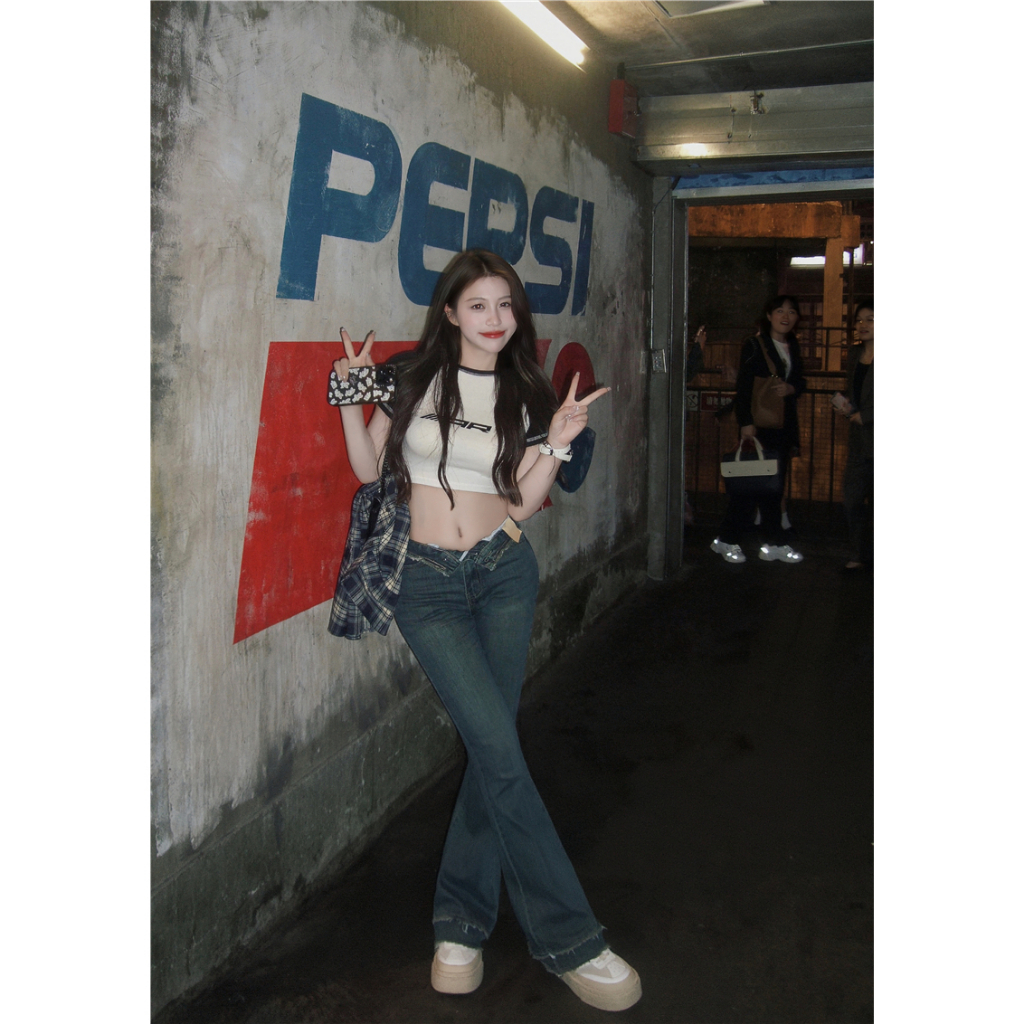 QADCOL Áo Thun Tay Ngắn Cổ Tròn Ôm Dáng Màu Sắc retro Dành Cho Nữ