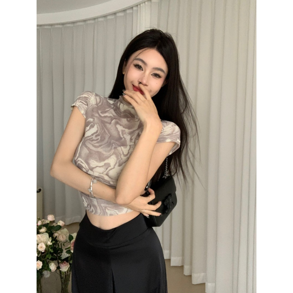 Áo Thun Ngắn Tay Dáng Ôm Gợi Cảm Thời Trang Cho Nữ