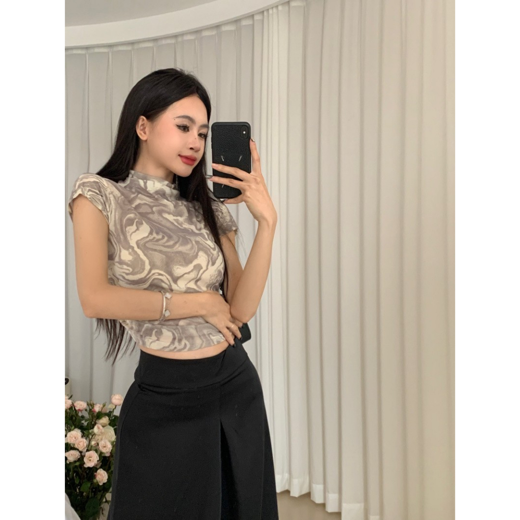 Áo Thun Ngắn Tay Dáng Ôm Gợi Cảm Thời Trang Cho Nữ