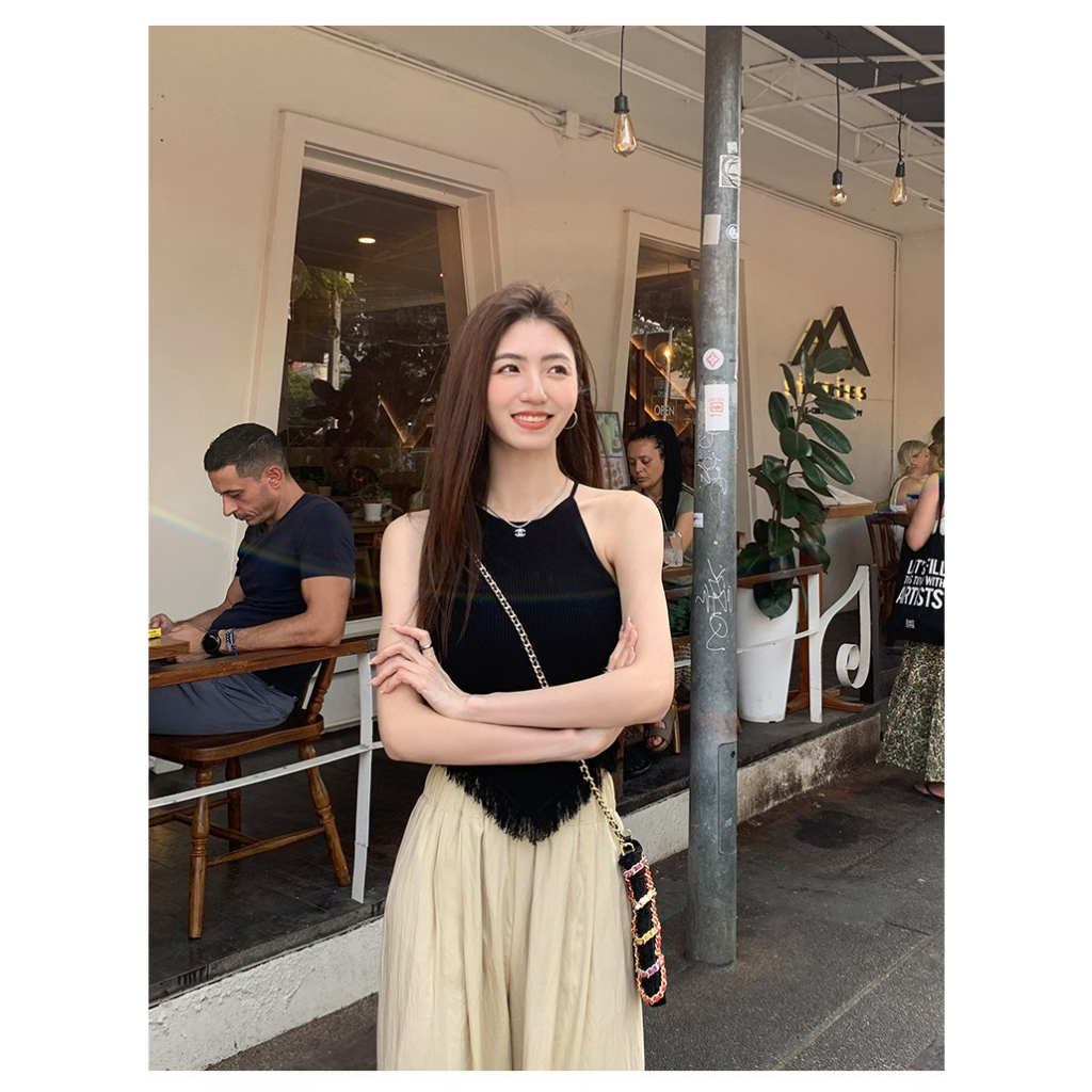 Áo Dệt Kim Hai Dây Dáng Ôm Phong Cách Thời Trang Mới Dành Cho Nữ