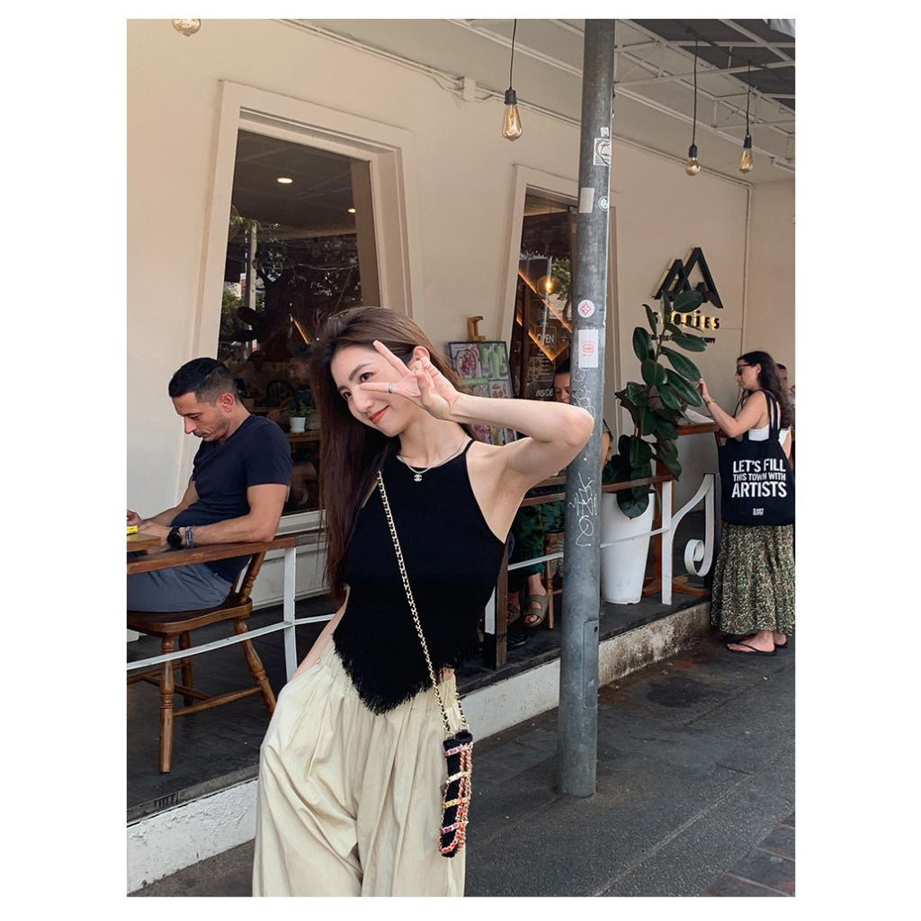 Áo Dệt Kim Hai Dây Dáng Ôm Phong Cách Thời Trang Mới Dành Cho Nữ