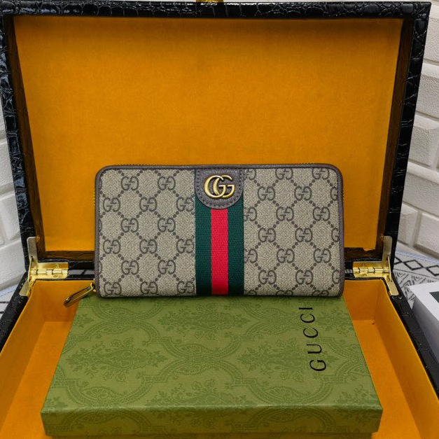 Ví Gucci Dáng Dài 100% Chính Hãng Phối Khóa Kéo Cá Tính Cho Nam Nữ