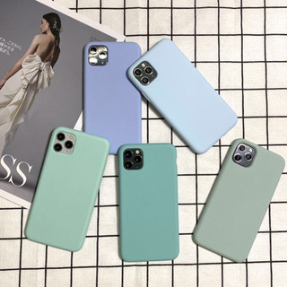 Ốp điện thoại silicon màu xanh ngọc bích/xanh biển/tím lilac cho for Iphone 11 Pro Max 6 6s 7 8 Plus Xr Xs Max