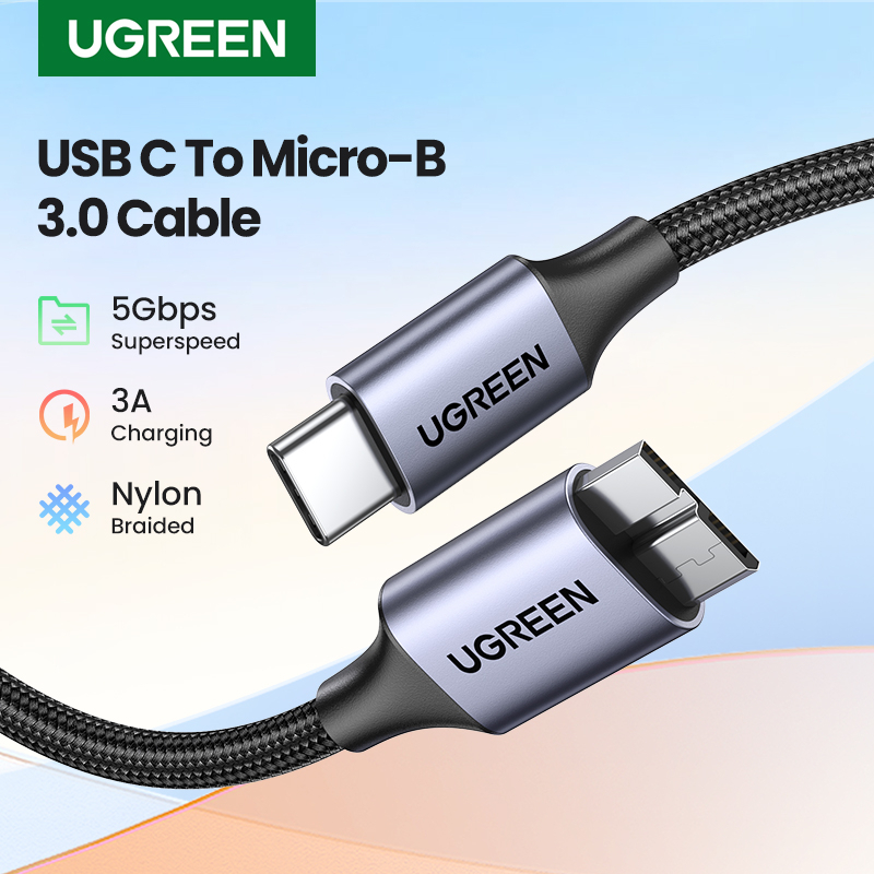 Ugreen Dây Cáp USB-C Sang Micro-B USB 3.0 5Gbps 3A Cho Ổ Đĩa Cứng Macbook