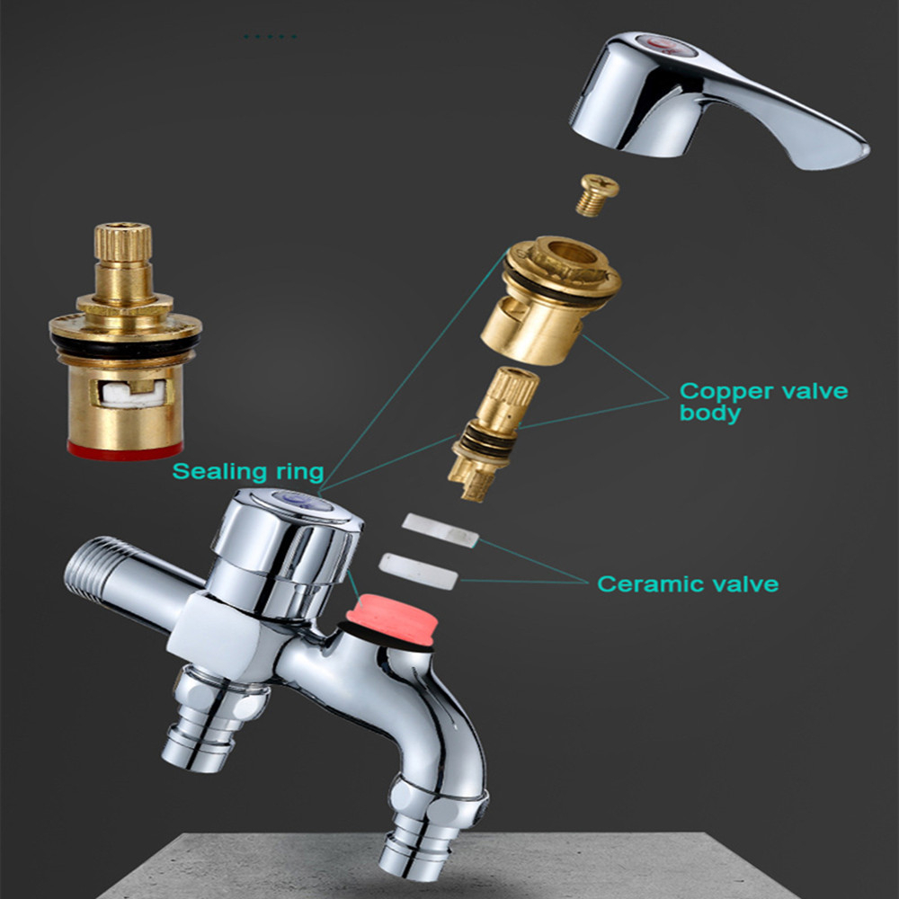 Vòi Nước Hai Đầu Bằng Thép Không Gỉ Màu Vàng Đồng Cho Bồn Rửa Mặt / Nhà Tắm