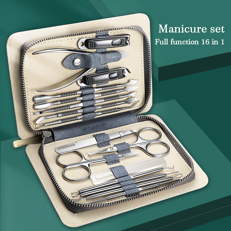 Bộ Dụng Cụ Làm Móng 16 Trong 1 Bằng Thép Không Gỉ Gồm Kìm Cắt Và Khuyên Tai Tiện Dụng