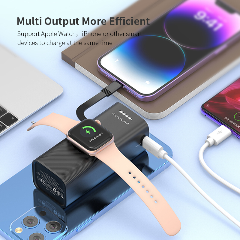 Sạc Dự Phòng KUULAA Mini 5000 mah Có Nam Châm Và Dây Cáp Sạc Nhanh Cho apple watch 8 / 7 / 6 / Series / Ultra iphone13 / 14 Android