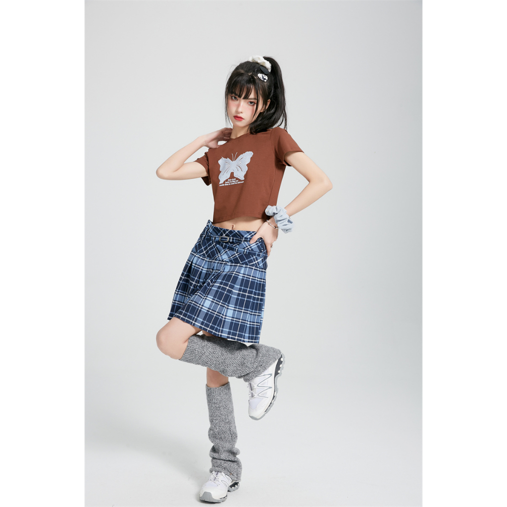 Cocory vn Áo Thun Croptop Chất Liệu Cotton In Hình Bướm Thời Trang Mùa Hè Dành Cho Nữ