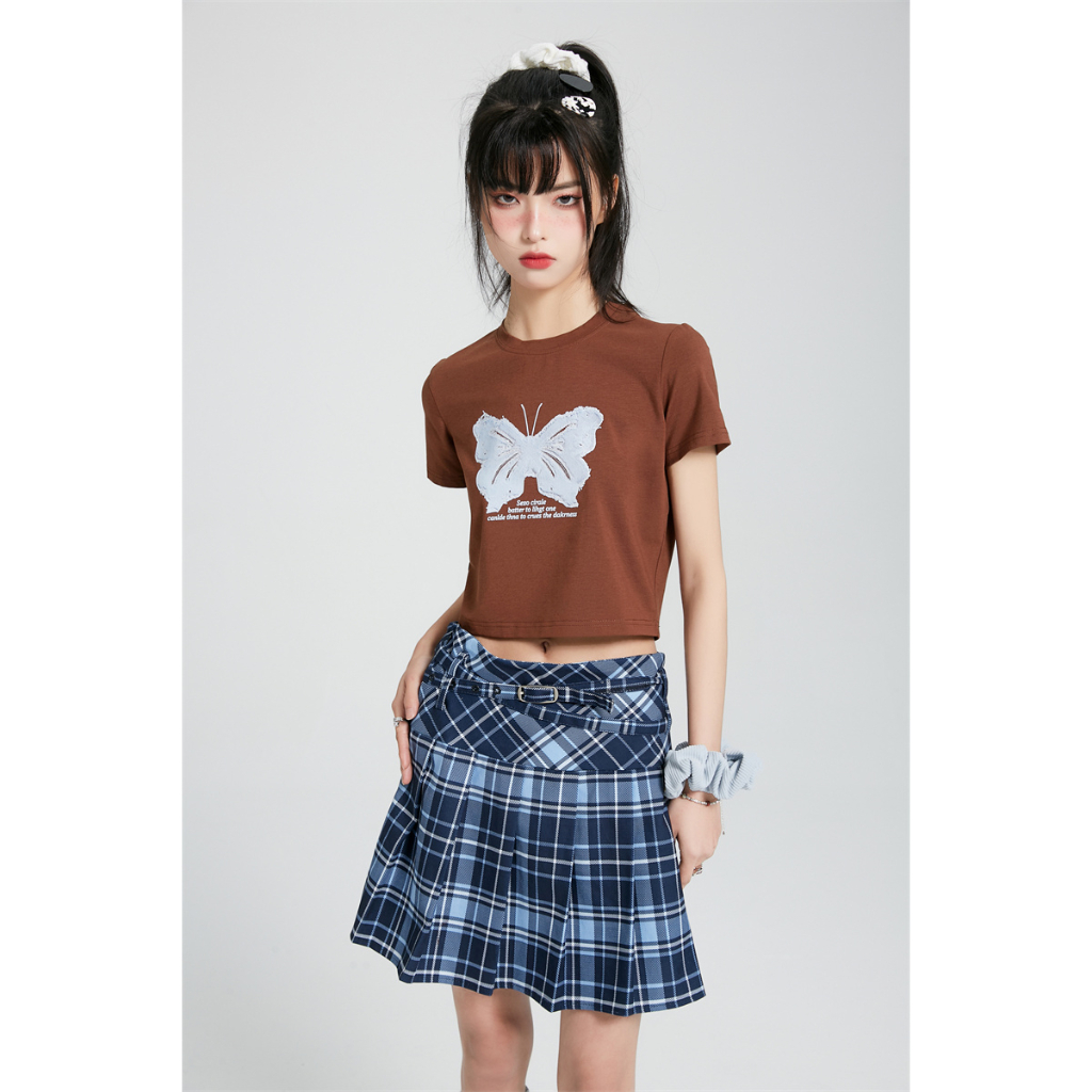 Cocory vn Áo Thun Croptop Chất Liệu Cotton In Hình Bướm Thời Trang Mùa Hè Dành Cho Nữ