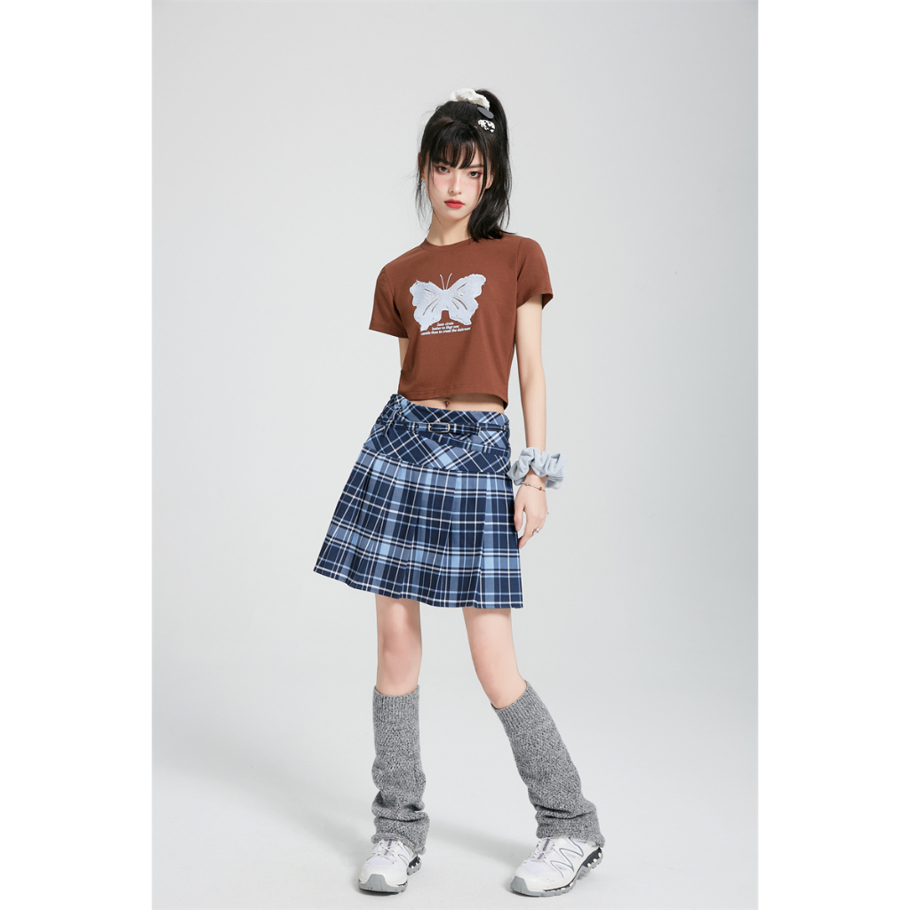 Cocory vn Áo Thun Croptop Chất Liệu Cotton In Hình Bướm Thời Trang Mùa Hè Dành Cho Nữ