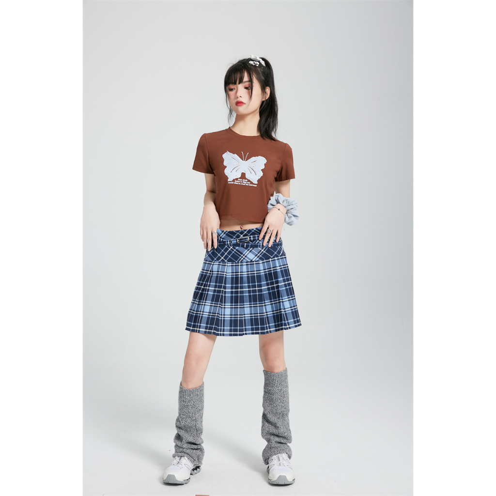 Cocory vn Áo Thun Croptop Chất Liệu Cotton In Hình Bướm Thời Trang Mùa Hè Dành Cho Nữ