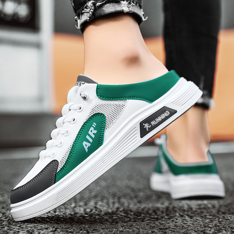 Giày Lười Vải Canvas Phối Lưới Thoáng Khí Khử Mùi Không Gót Thời Trang Mùa Hè Cho Nam