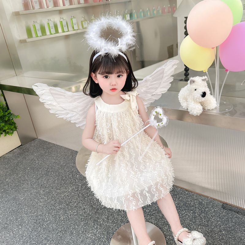 Đầm Công Chúa Không Tay Phối Tua Rua Thời Trang Cho Bé Gái