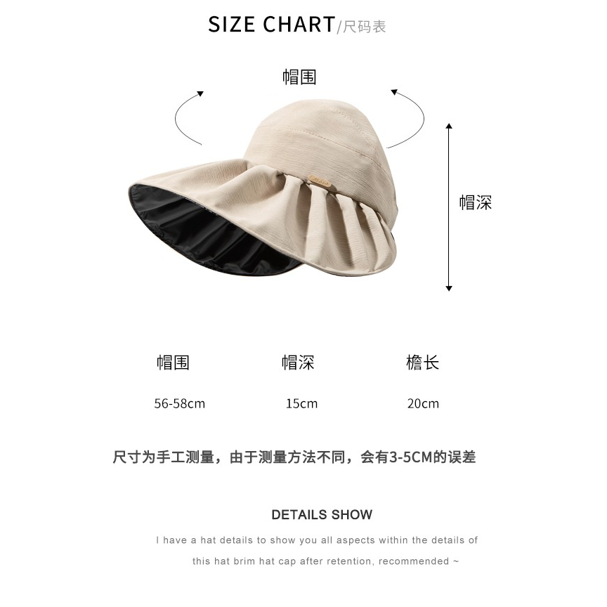 Nón Bucket Che Phủ Mặt Cột Dây Buộc Tóc Đuôi Ngựa Bằng Vinyl Chống Nắng Mùa Hè Có Thể Gấp Gọn Cho Nữ