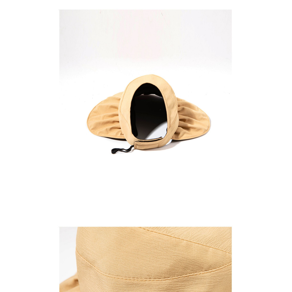 Nón Bucket Che Phủ Mặt Cột Dây Buộc Tóc Đuôi Ngựa Bằng Vinyl Chống Nắng Mùa Hè Có Thể Gấp Gọn Cho Nữ