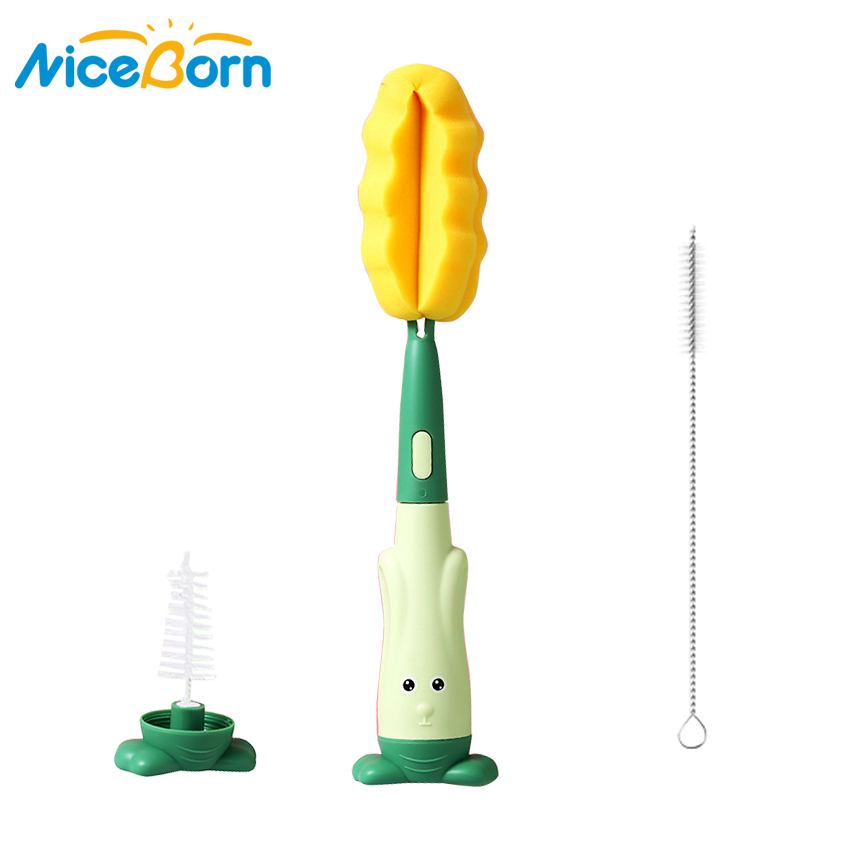 Bộ Cọ Vệ Sinh Bình Sữa / Núm Vú Giả 3 Trong 1 Bằng Silicon Mềm Chống Trượt