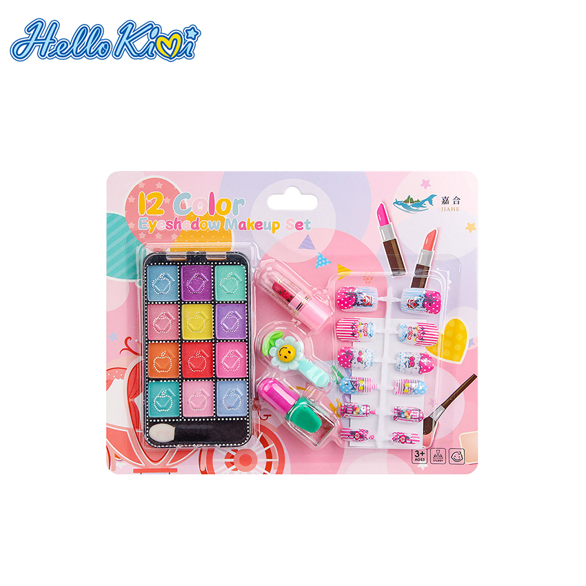 Bộ đồ chơi trang điểm bảng phấn mắt Hello Kitty HELLOKIMI 12 màu không độc hại có thể rửa sạch