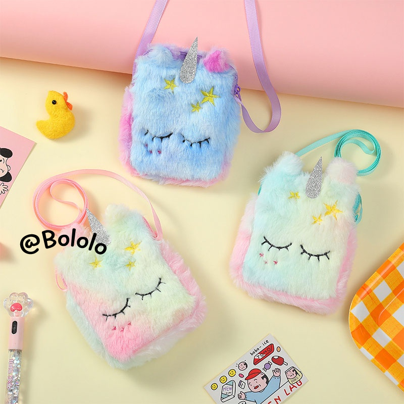Bololo Túi Đeo Chéo Hình Kỳ Lân Hoạt Hình Xinh Xắn Cho Bé Gái