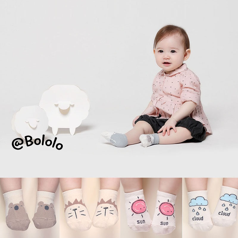 Bololo Vớ cotton Không Xương Họa Tiết Hoạt Hình Phong Cách Hàn Quốc Cho Bé Sơ Sinh