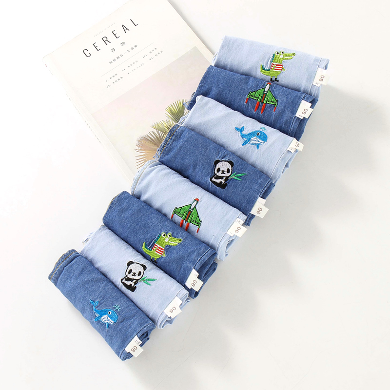Quần Denim Thêu Hình Gấu Trúc / Cá Voi Dễ Thương Thời Trang Mùa Hè Cho Bé Gái 1-5 Tuổi